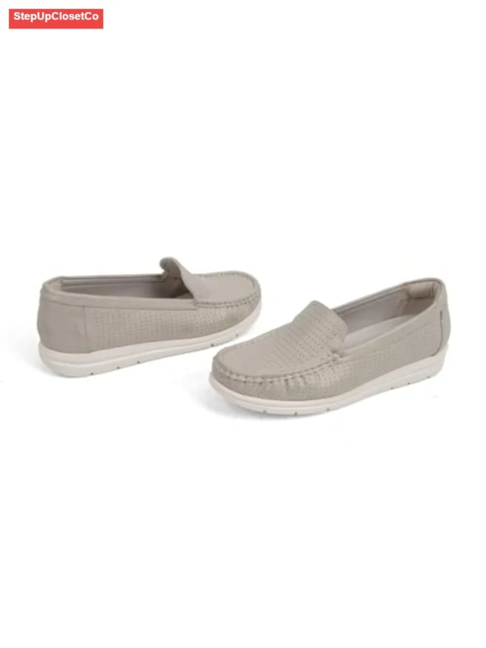 Perforated Faux Leather Loafers Slip-On Women's Driving Walking Shoes